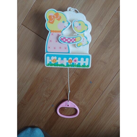 Vtg 1982 Tomy Baby Teddy Bear Picnic Crib Pull String Animated Music Box WORKS! - Picture 3 of 3